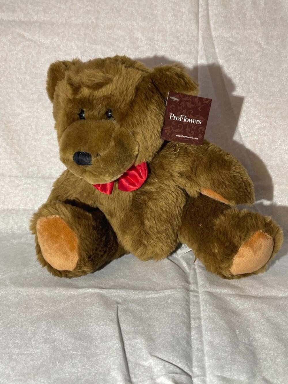 Proflowers Teddy Bear w/ Red Satin Bowtie 8” Plush Stuffed Animal w/ Tag (152)